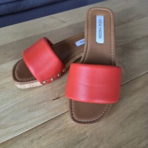 Steve Madden Belong Sandal, Size 9, Tomato Red
